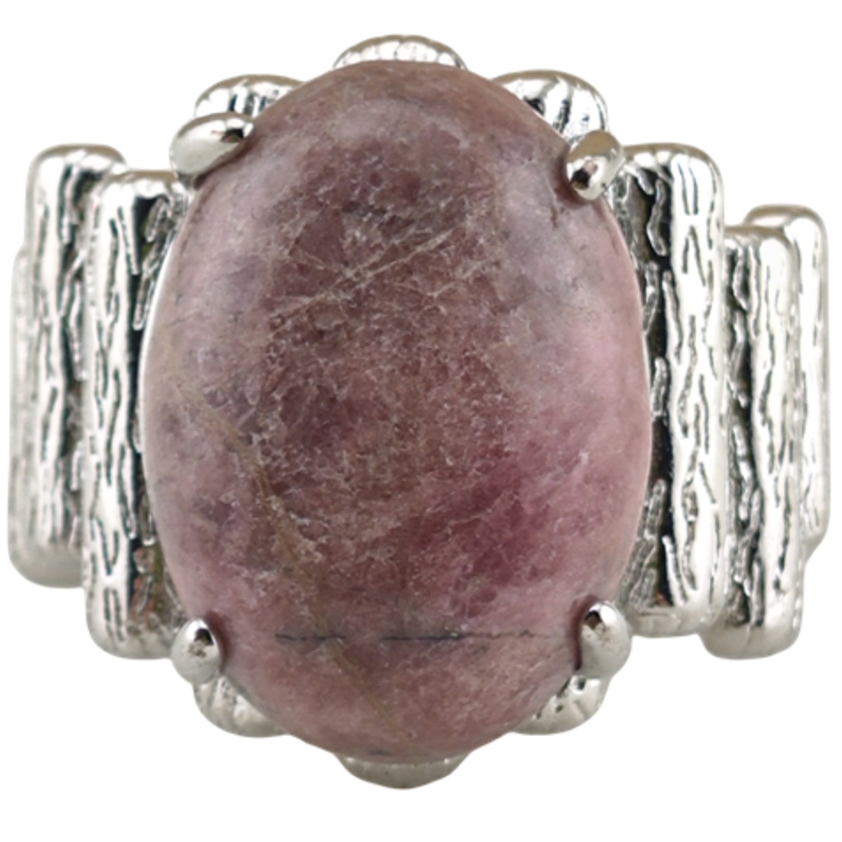 Silver Stone Rings for Women Men Adjustable 13x18MM Horse Eye Gemstone CAB SR0177S