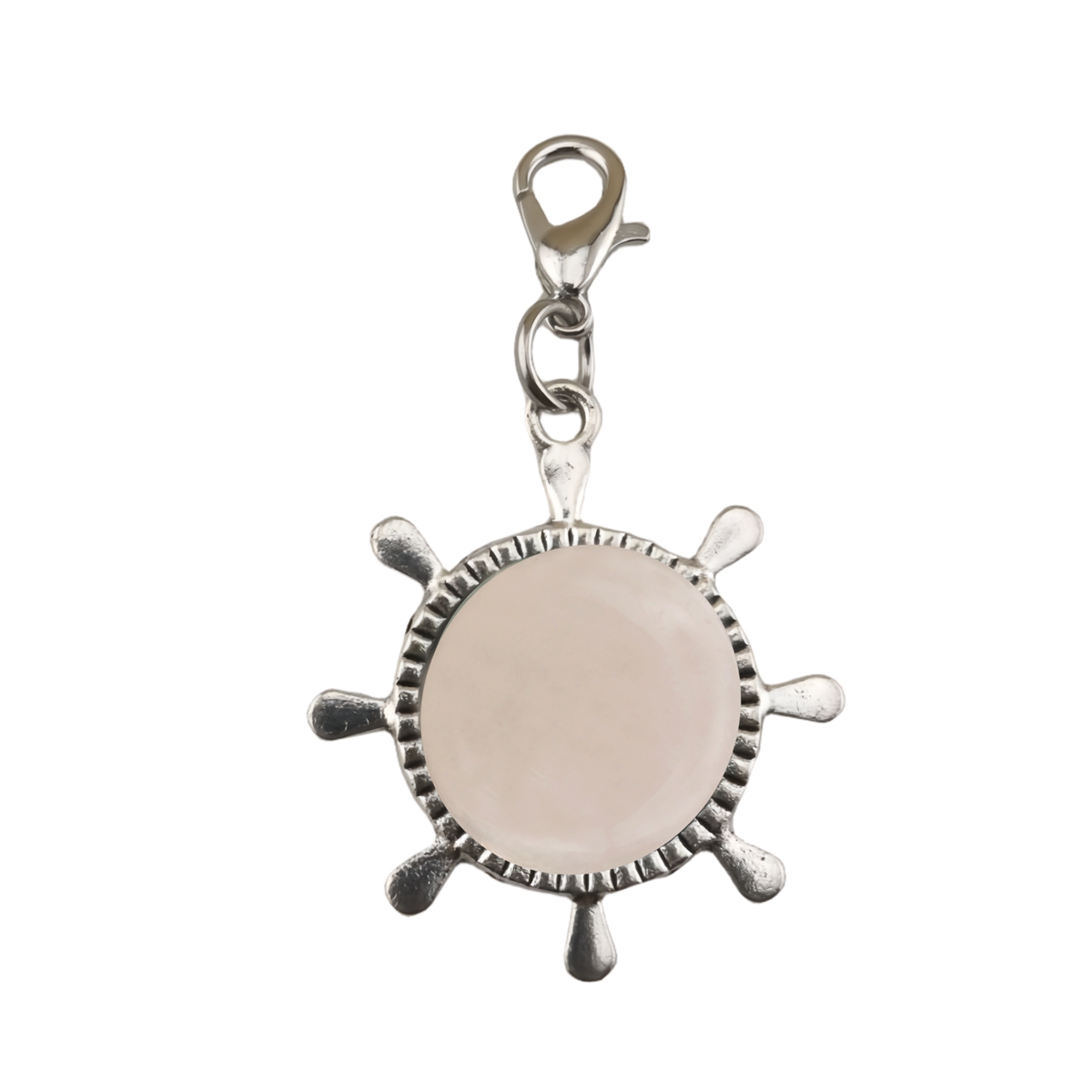 Silver Rudder Gemstone Pendant  Dangle Charms with Lobster Claw Clasp for Valentine's Day Mother Wedding Keychain Jewelry Making