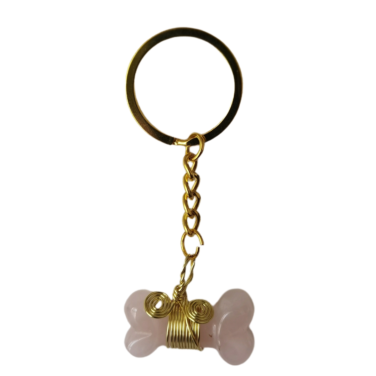 Natural Gemstone Bone Shape Pendant Healing Reiki Gem Keychain Pet Ornaments Balanced Pacification Hand Carving Bone Ornaments Dog Lovers KC1632G