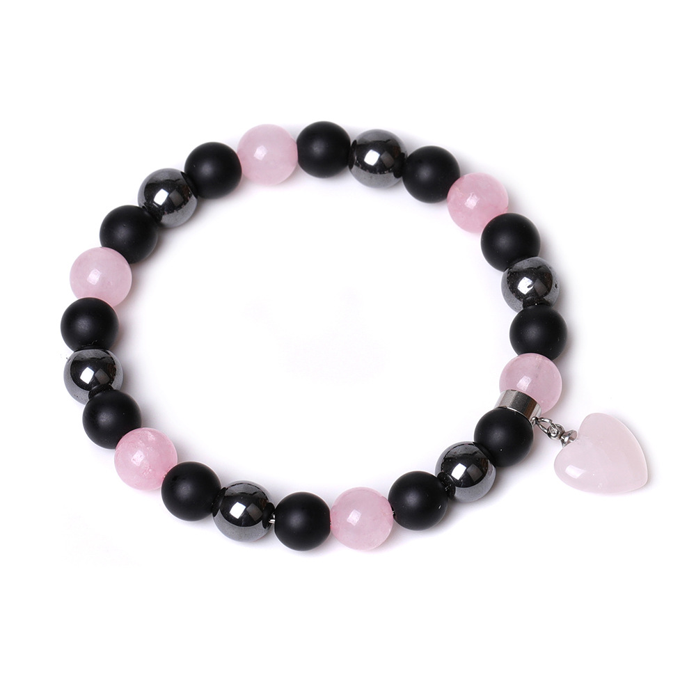 Healing Chakra Heart Stone Bracelet 8mm Beads Stretch Bangle Jewelry for Women