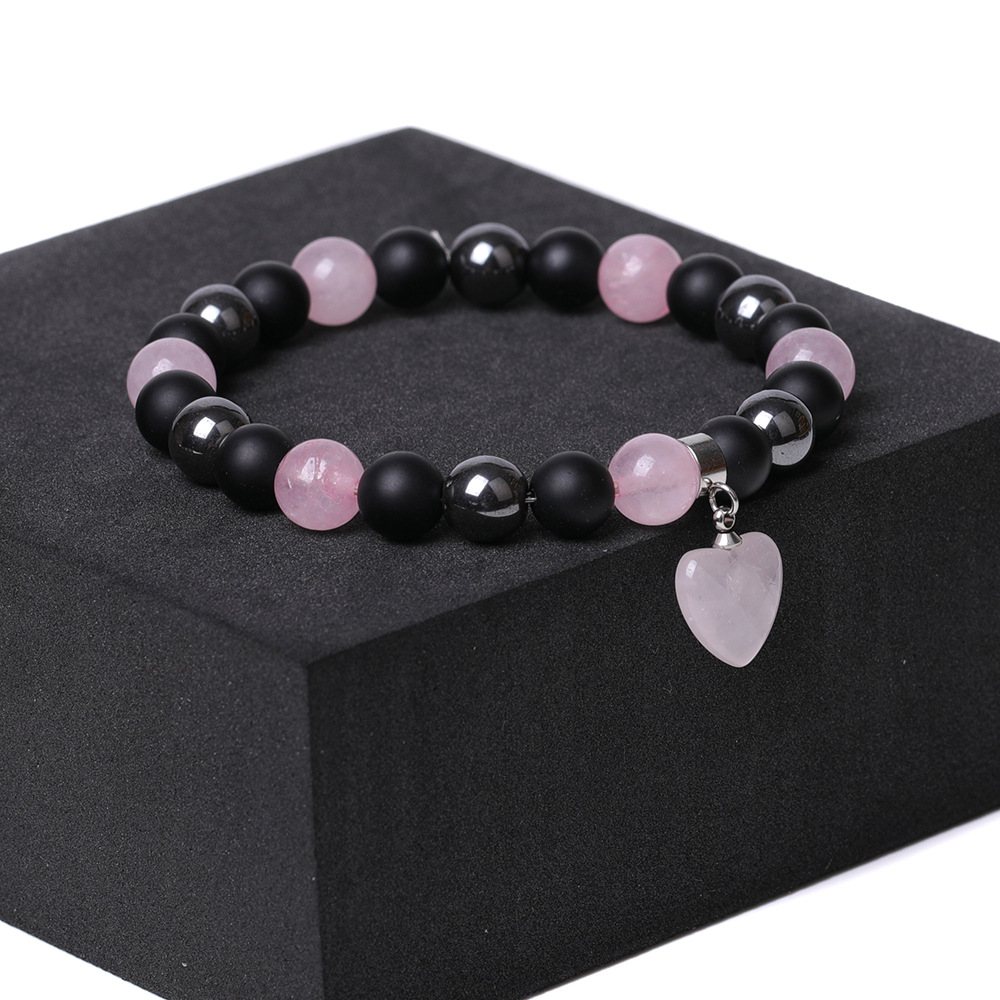 Healing Chakra Heart Stone Bracelet 8mm Beads Stretch Bangle Jewelry for Women