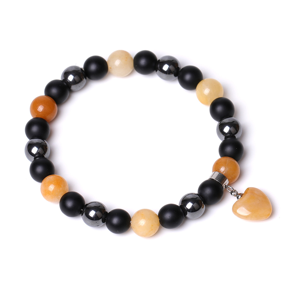 Healing Chakra Heart Stone Bracelet 8mm Beads Stretch Bangle Jewelry for Women