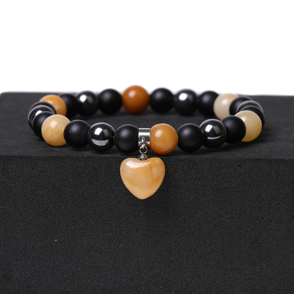 Healing Chakra Heart Stone Bracelet 8mm Beads Stretch Bangle Jewelry for Women