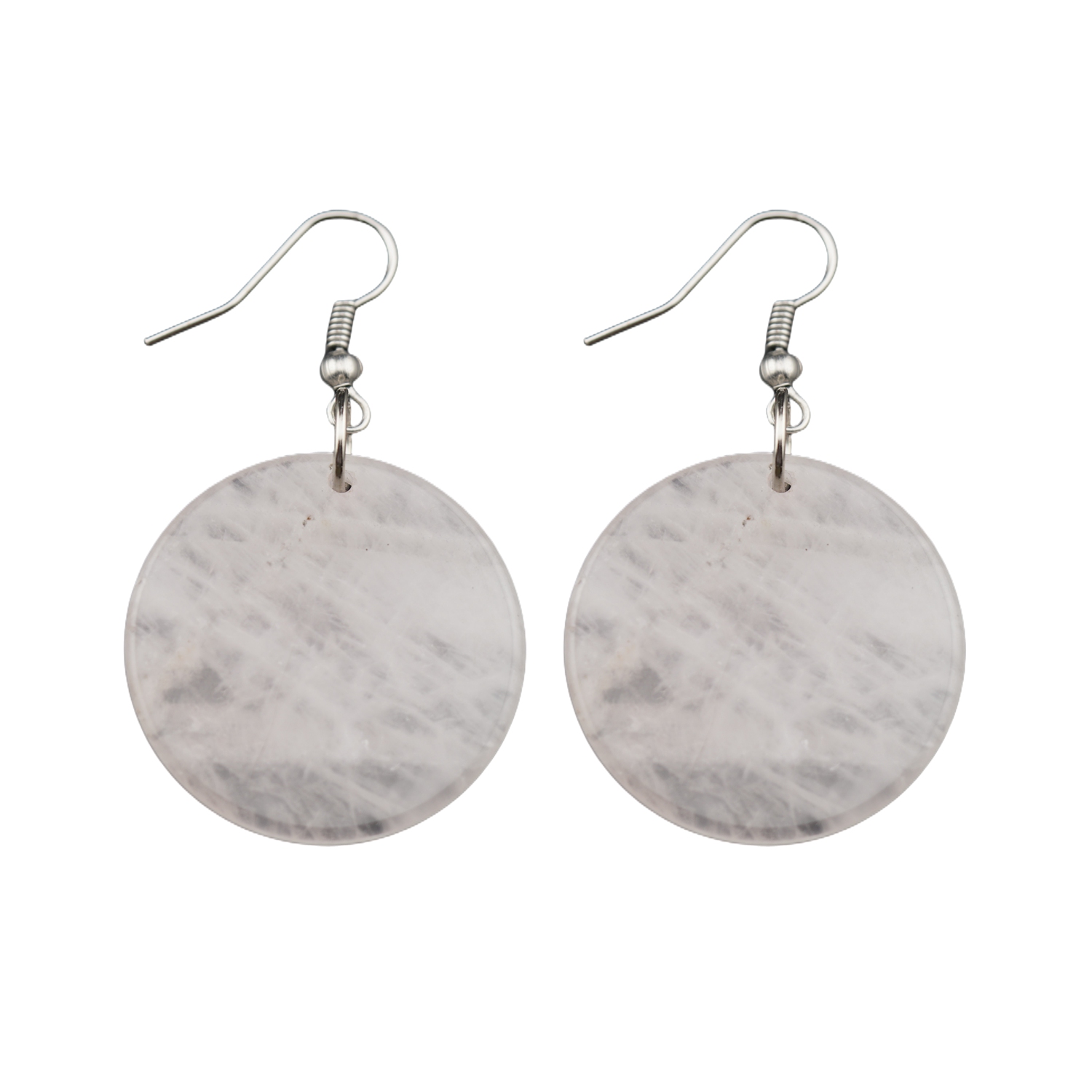 Gemstone Disc Dangle Earrings for Women Healing Chakra Crystal Lucky Circle Donut Coin SE1453S