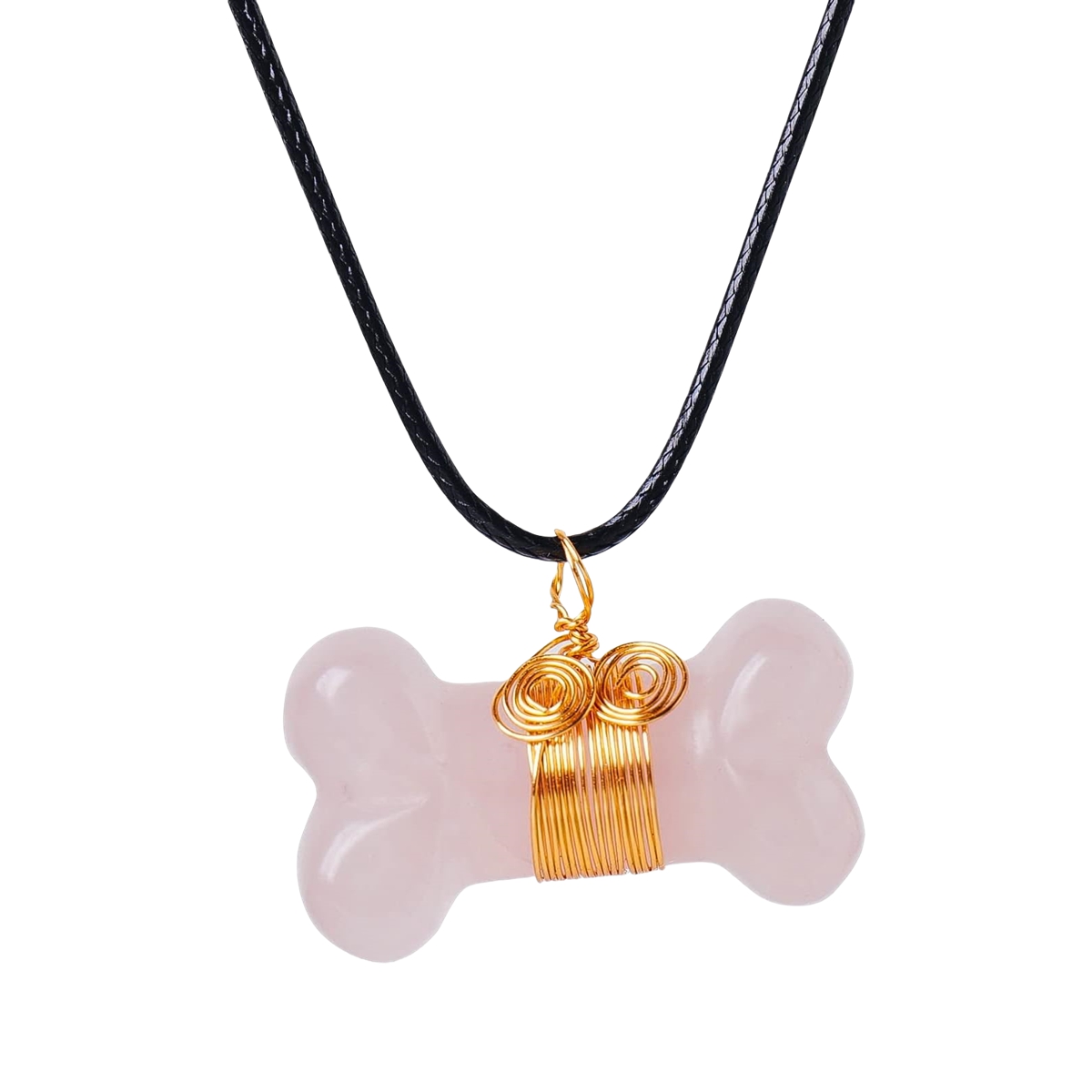 Natural Gemstone Bone Shape Pendant Healing Reiki Gem Necklace Pet Ornaments Balanced Pacification Hand Carving Bone Ornaments Dog Lovers