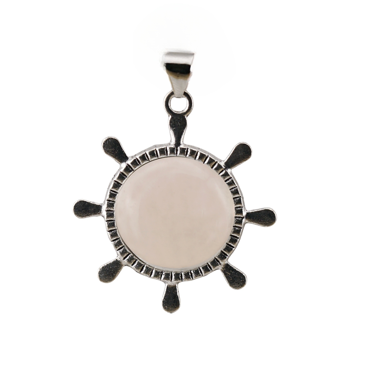 Silver Alloy Rudder Gemstone Pendant for Making Jewelry with 20MM Stone Cabs Steering wheel