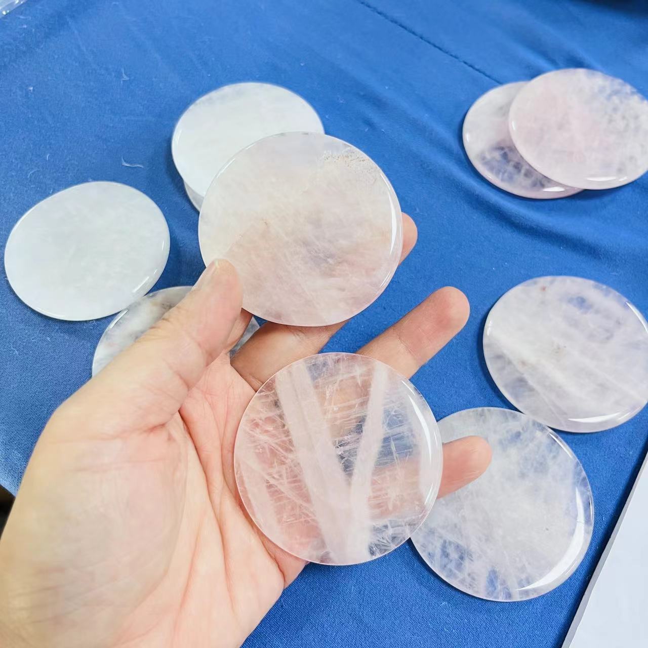 Natural Rose Quartz Slice for Home & office Decor -D35X6MM & D60X6MM