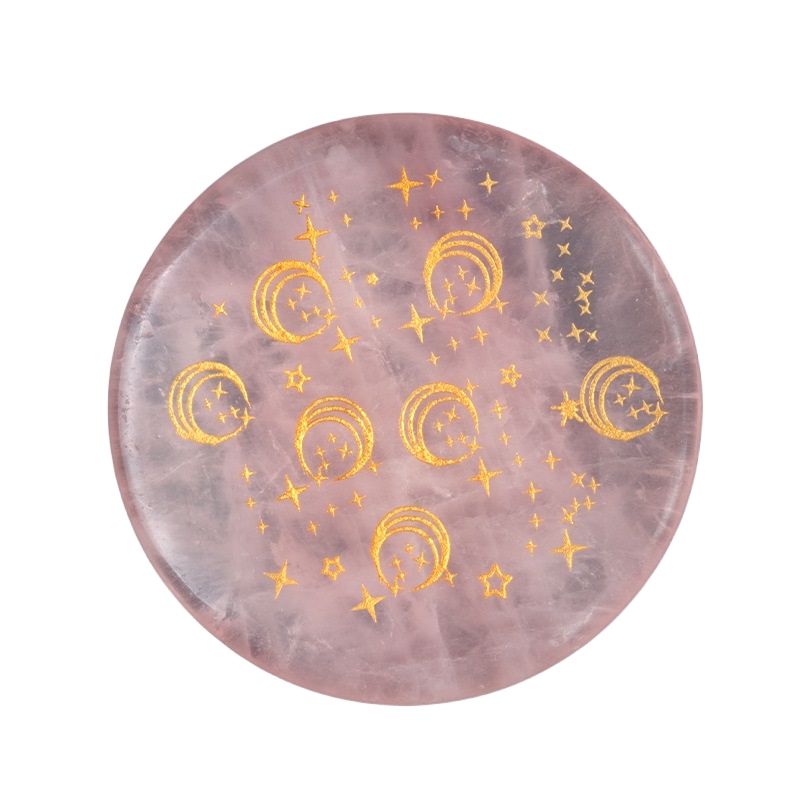 D55X7MM Natural Rose Quartz Crystal Coasters Cup Mat Decor Slices