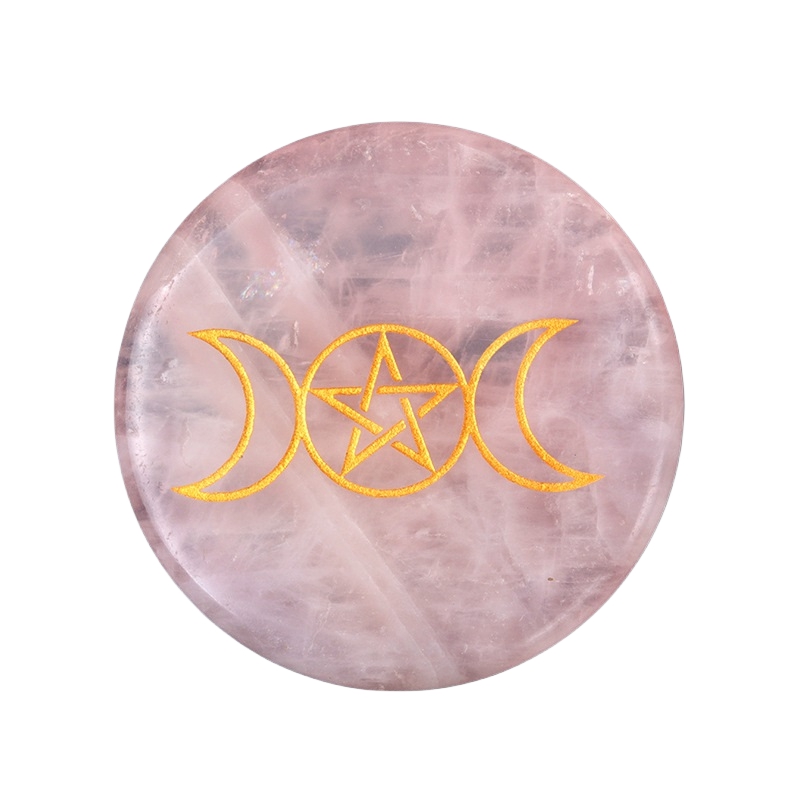 D55X7MM Natural Rose Quartz Crystal Coasters Cup Mat Decor Slices