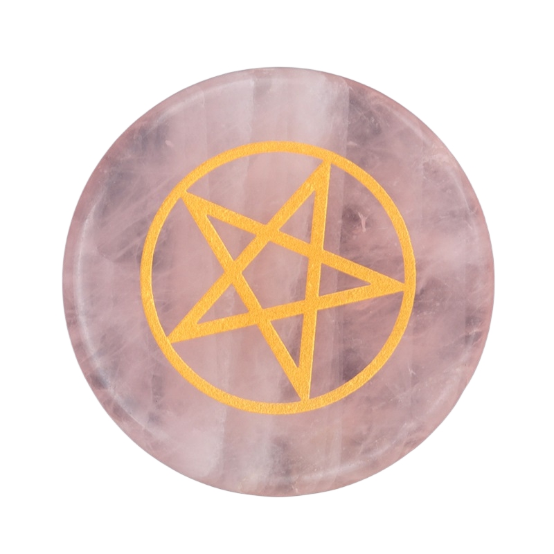 D55X7MM Natural Rose Quartz Crystal Coasters Cup Mat Decor Slices