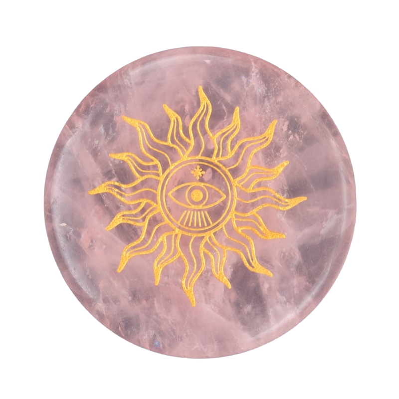 D55X7MM Natural Rose Quartz Crystal Coasters Cup Mat Decor Slices