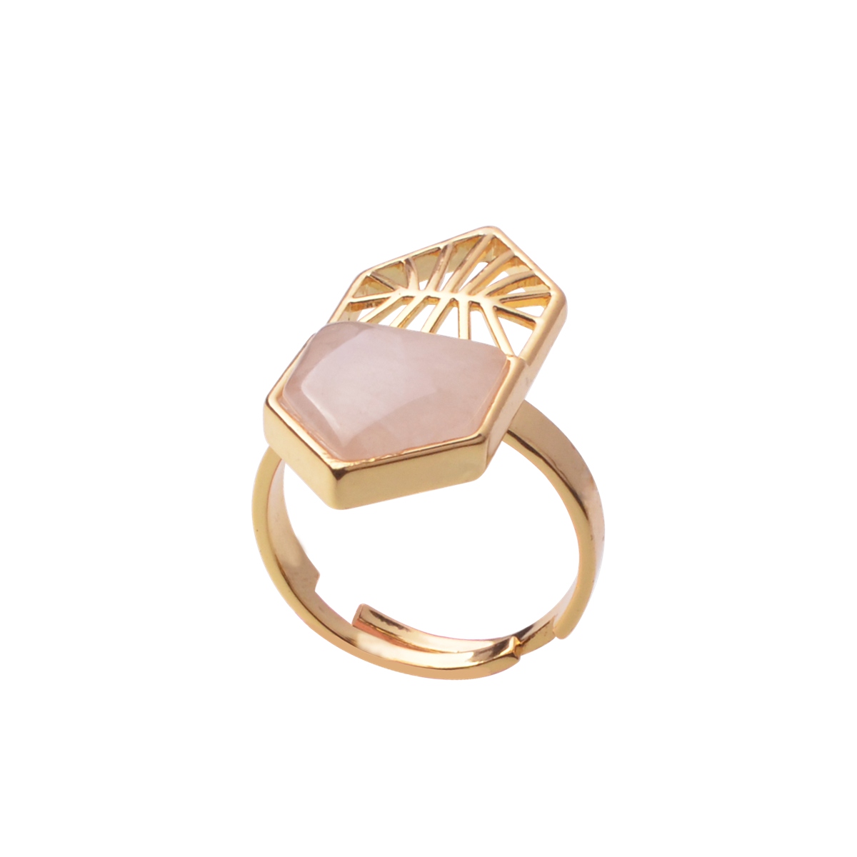Gold Shield Gemstone Ring for Women Men 