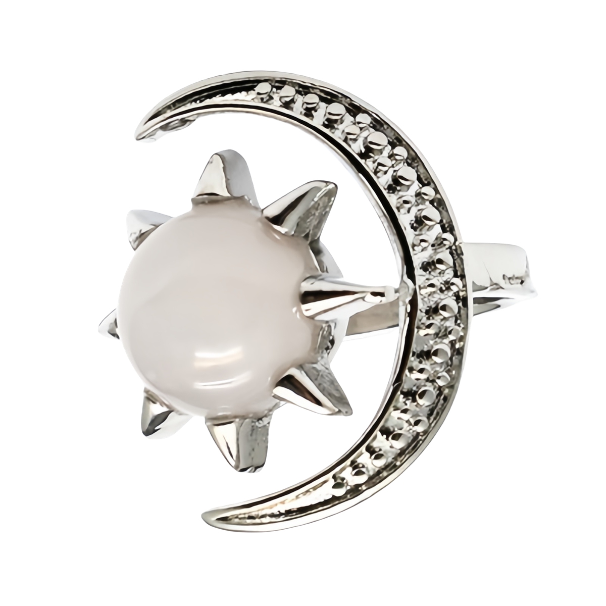 Moon Stone Rings for Women Men Adjustable Healing Crystal Ring Copper Plated White Gold Horse Eye Gemstone  SR0132S