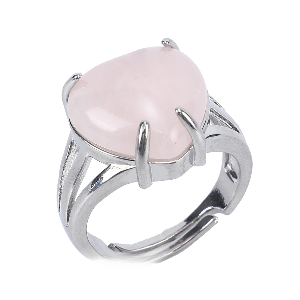 Silver Heart Stone Rings for Women Men Adjustable  SR0144S