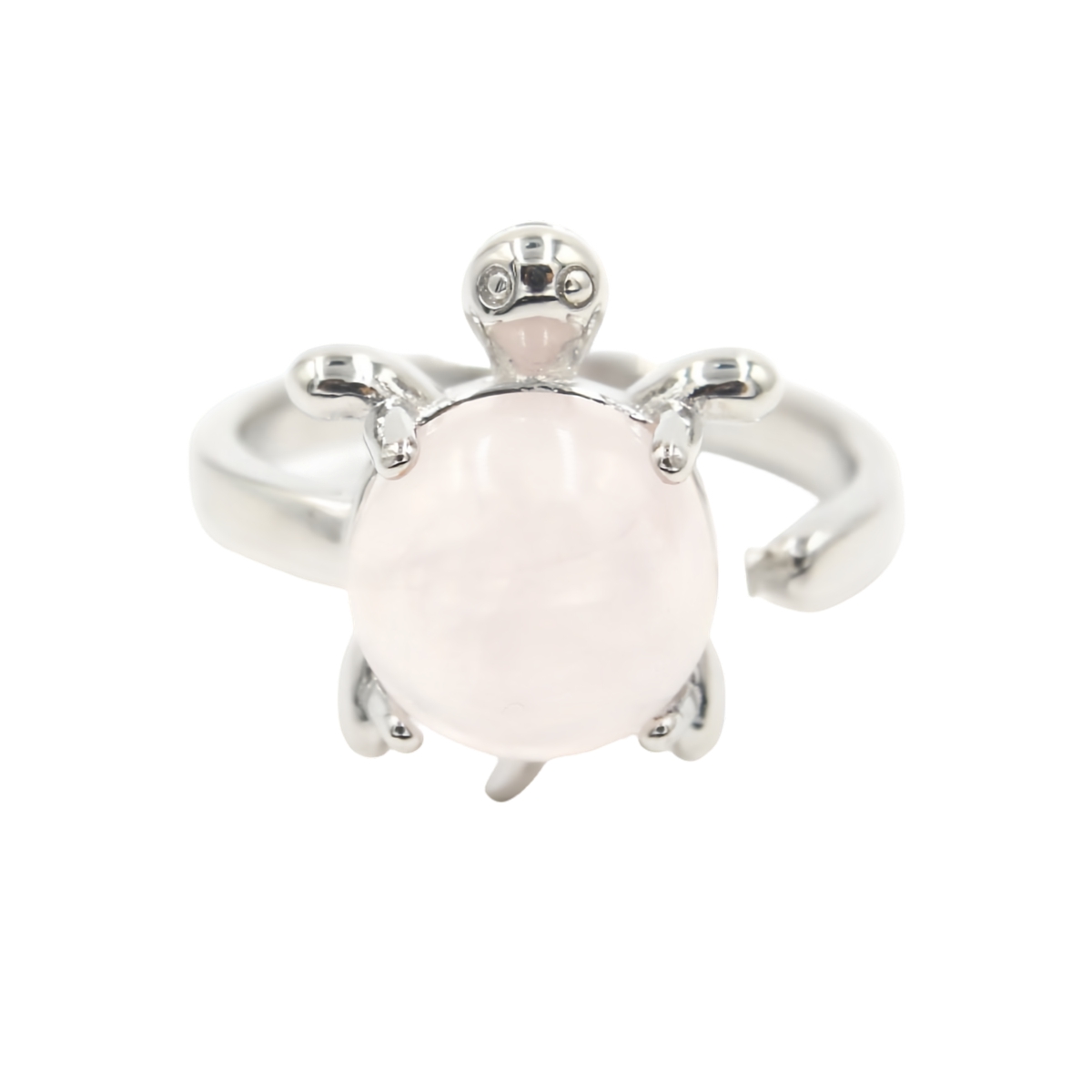 Silver Turtle & Tortoise Stone Rings for Women Men Adjustable SR0149S 10MM Gemstone CAB