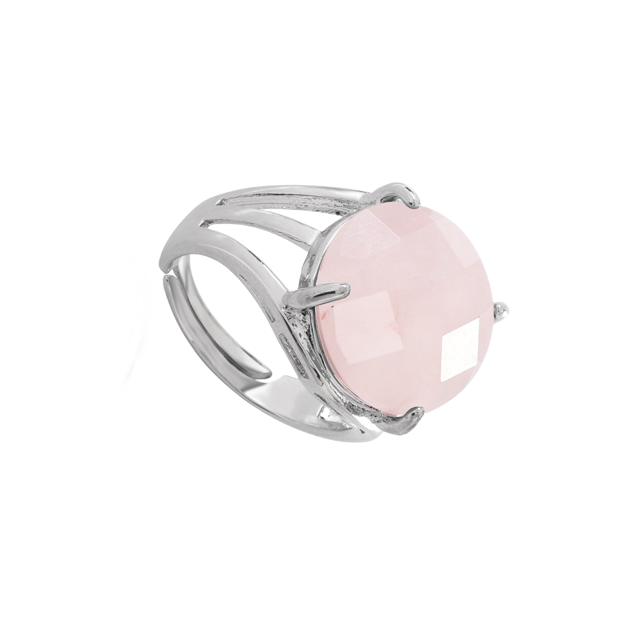 Silver Stone Rings for Women Men Adjustable  16MM Faceted CAB Gemstone SR0153S  