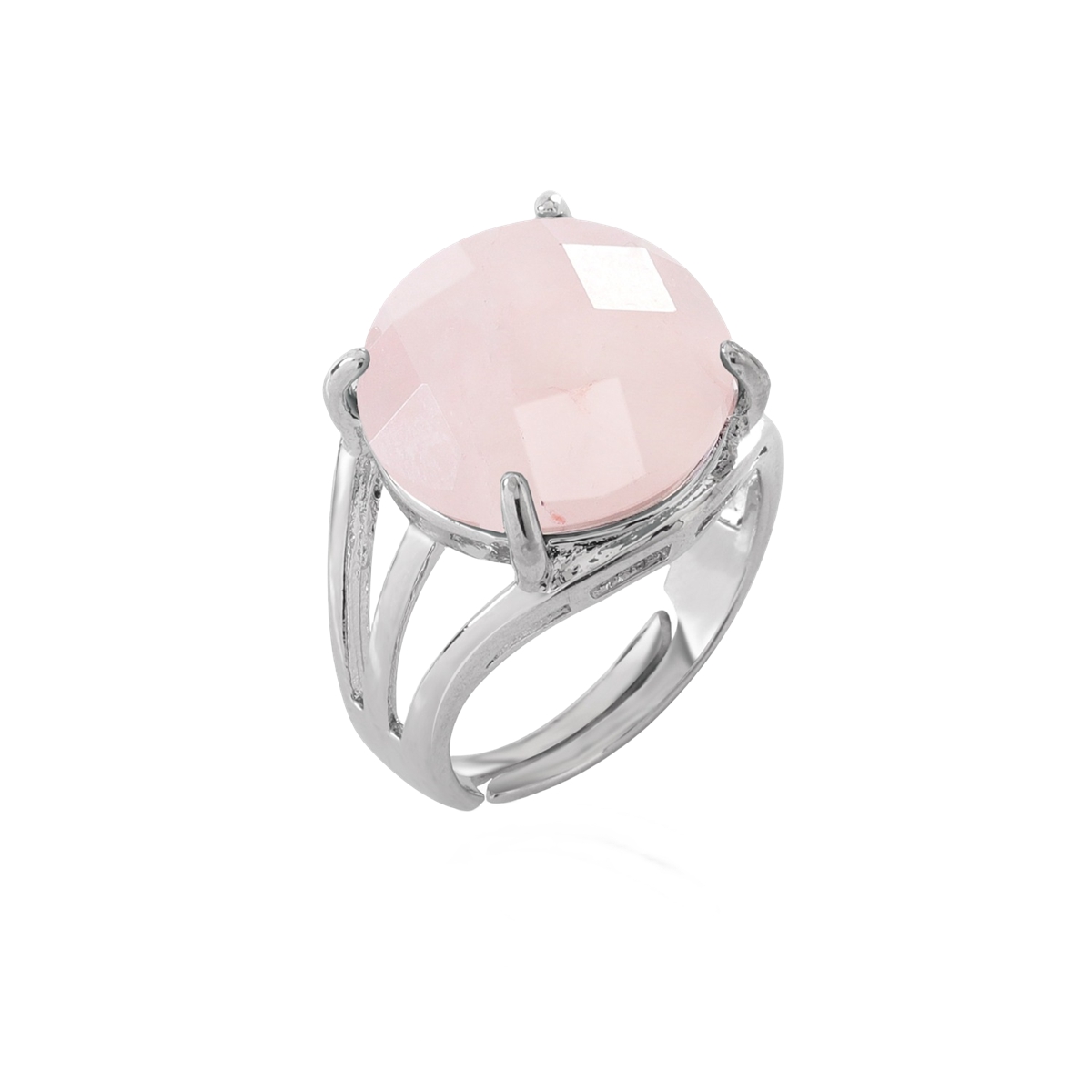 Silver Stone Rings for Women Men Adjustable  16MM Faceted CAB Gemstone SR0153S  