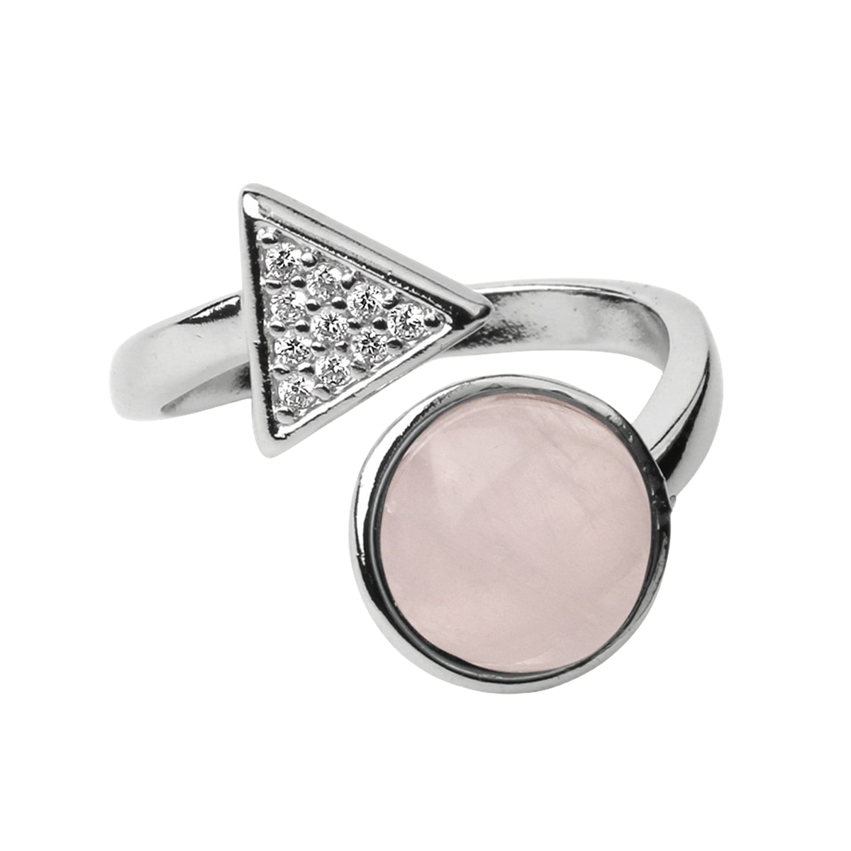 Natural Stone Triangle Rings 10MM Round Shaped Gemstone Jewelry For Women Anniversary Birthday Wedding Gift SR0159S