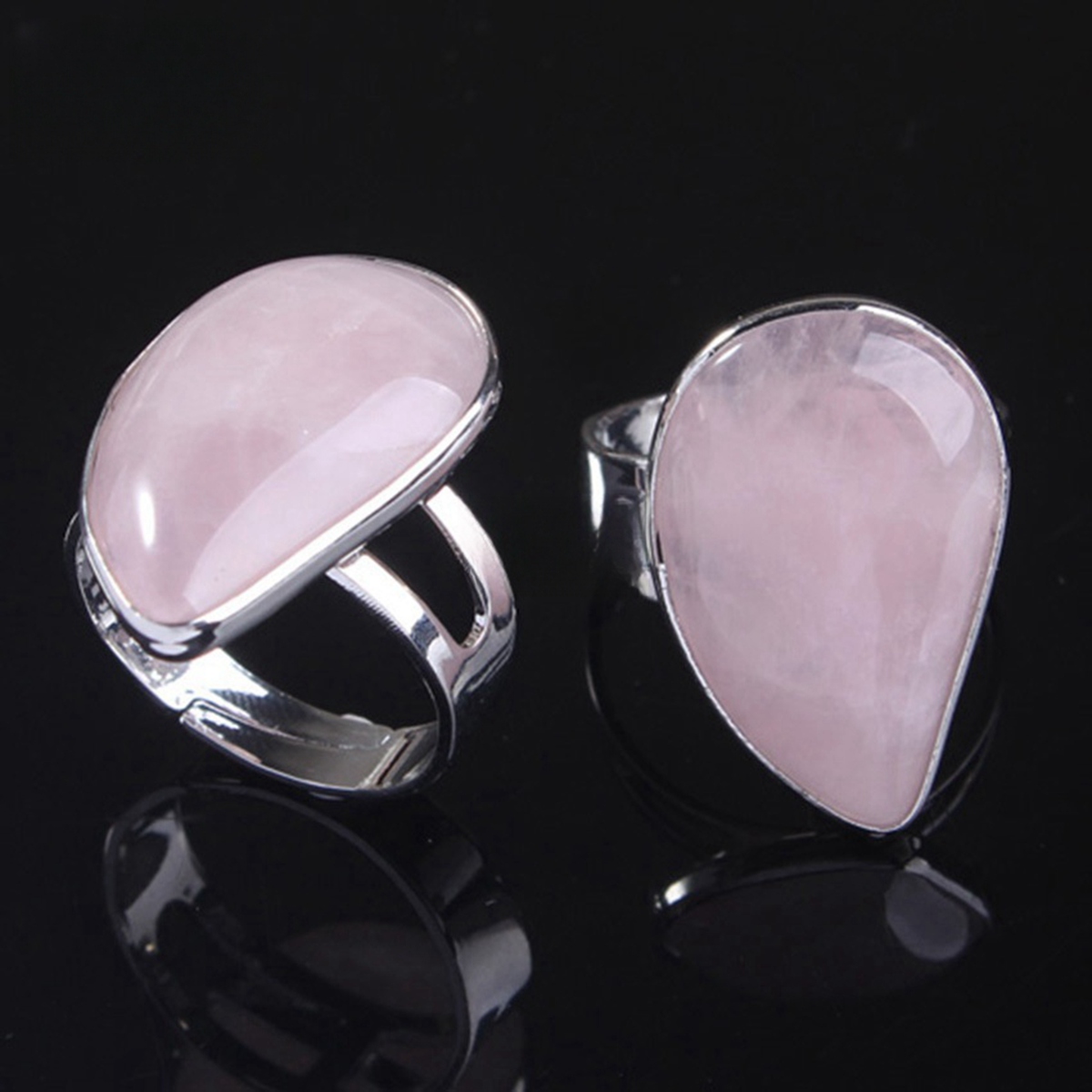 Natural Stone Rings Teardrop Gemstone Jewelry For Women Anniversary Birthday Wedding Gift