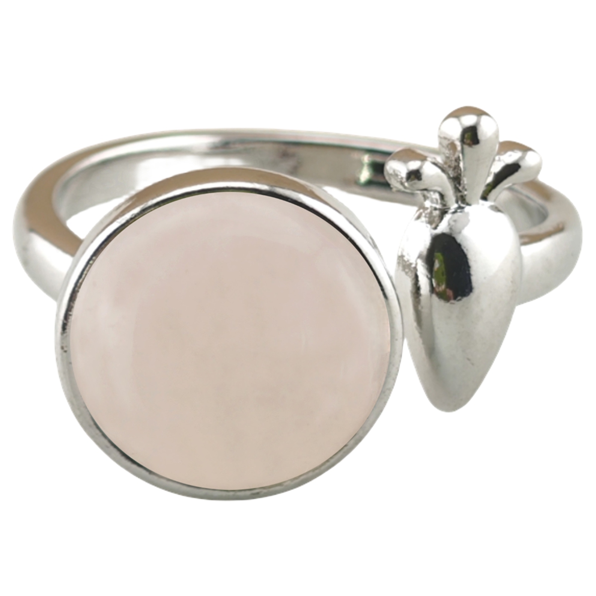 Silver Carrot Stone Rings for Women Men Adjustable 10MM Round Gemstone CAB SR0173S