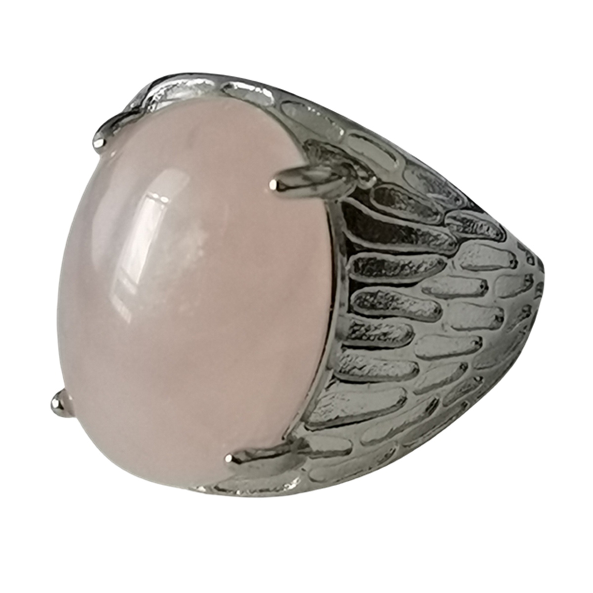 Silver Stone Rings for Women Men Adjustable 13x18MM Oval Gemstone CAB SR0183S