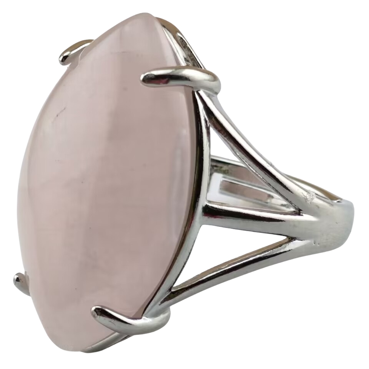 Silver Stone Rings for Women Men Adjustable 15X25MM Horse Eye Gemstone CAB SR0184S