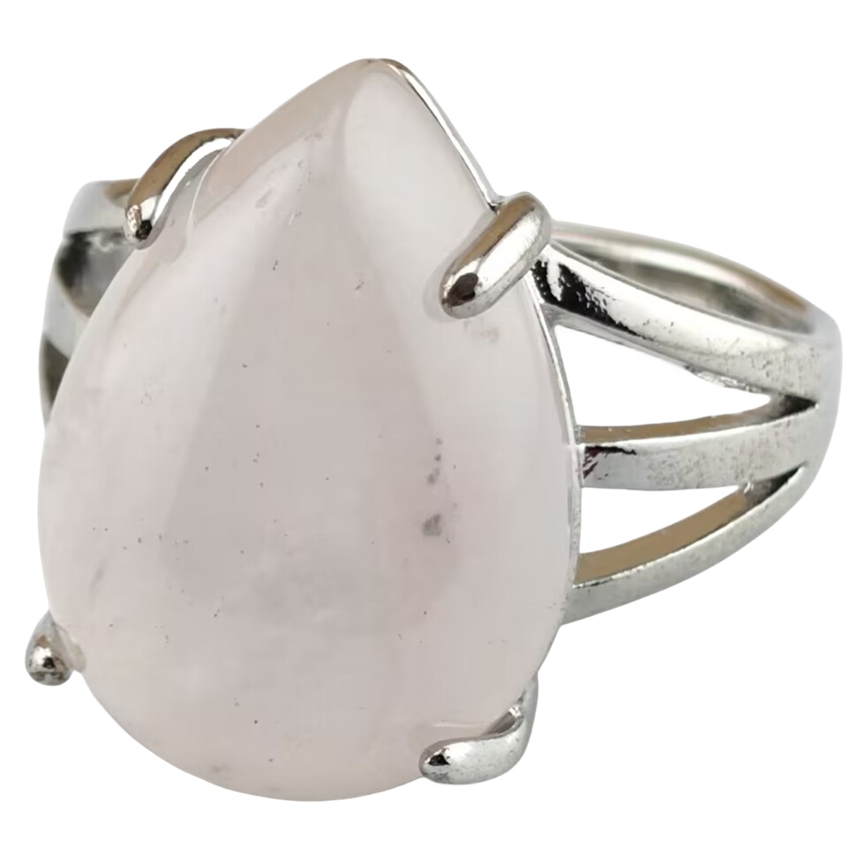 Silver Stone Rings for Women Men Adjustable 13x18MM Teardrop Gemstone Cabochons SR0185S