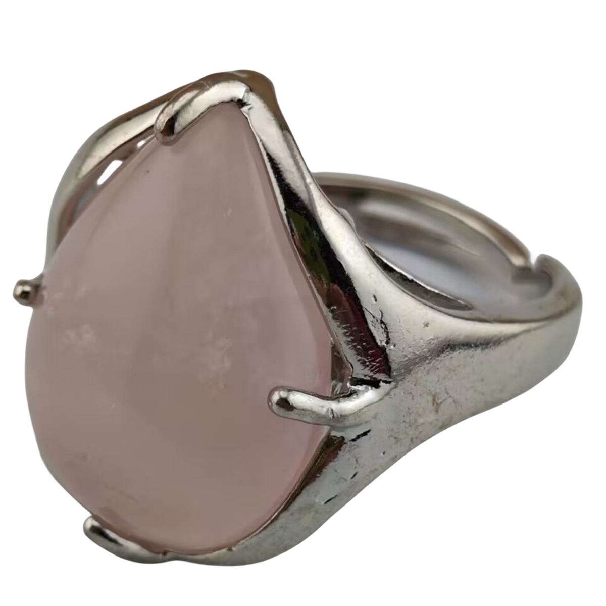 Silver Stone Rings for Women Men Adjustable 13x18MM Teardrop Gemstone Cabochons SR0186S