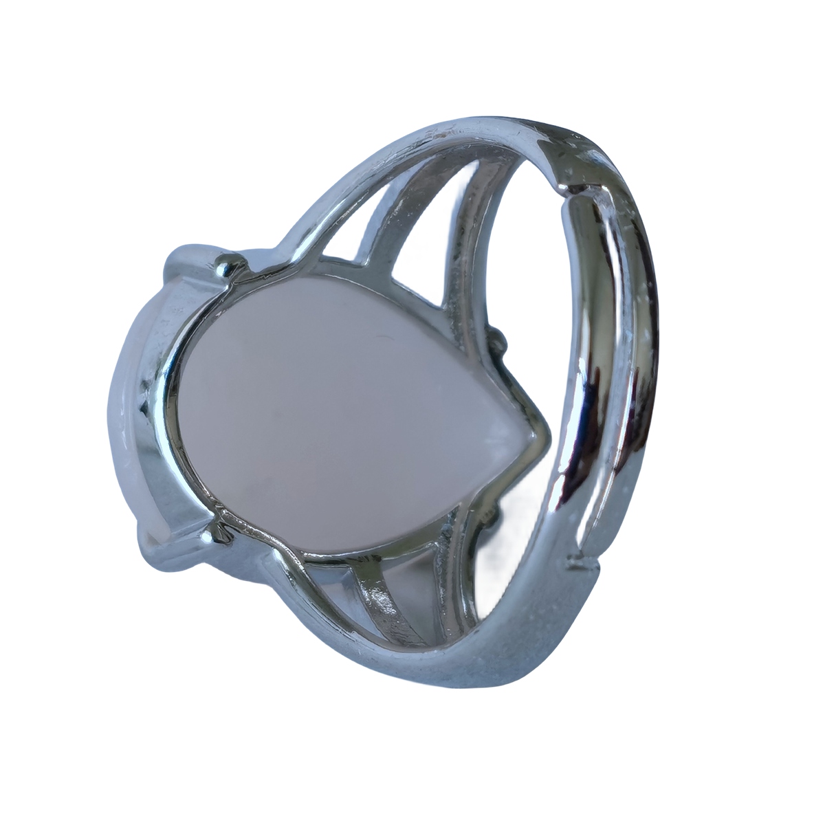 Silver Stone Rings for Women Men Adjustable 13x18MM Faceted Teardrop Gemstone Cabochons SR0187S