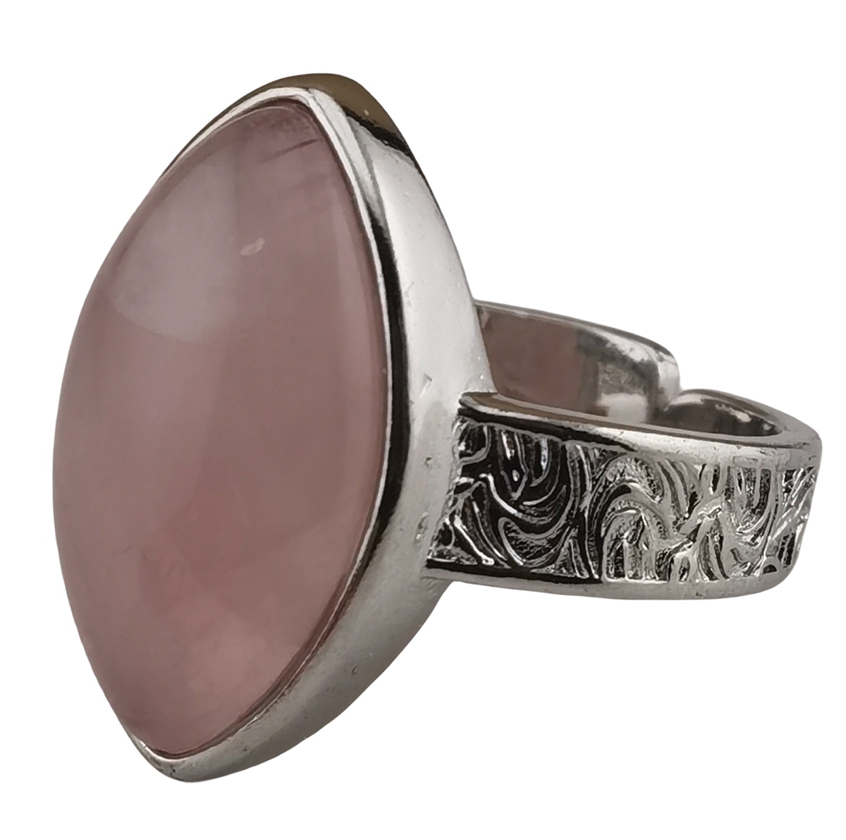 Women Silver Stone Rings Adjustable with 12x20MM Horse Eye Gemstone CAB SR0191S