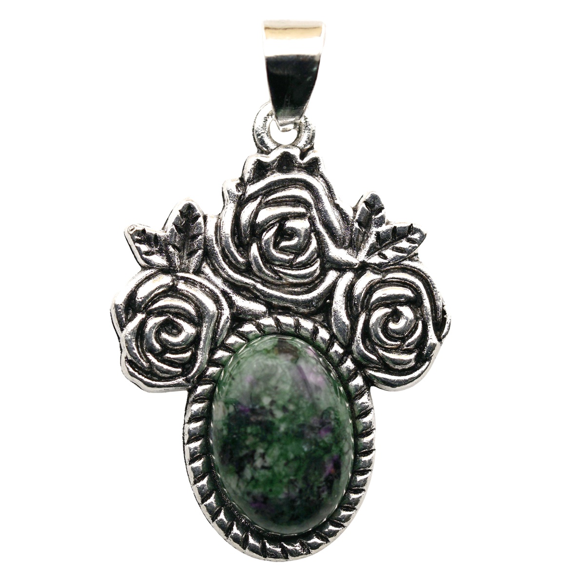 Silver Rose Flower Gemstone Pendant for Making Jewelry  10x14MM Stone Cabs