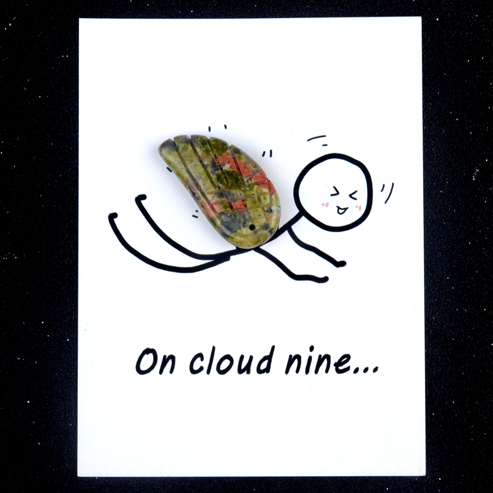 Handmade Craved Gemstone Wing Pendant SP0677-16X30MM Card Packing