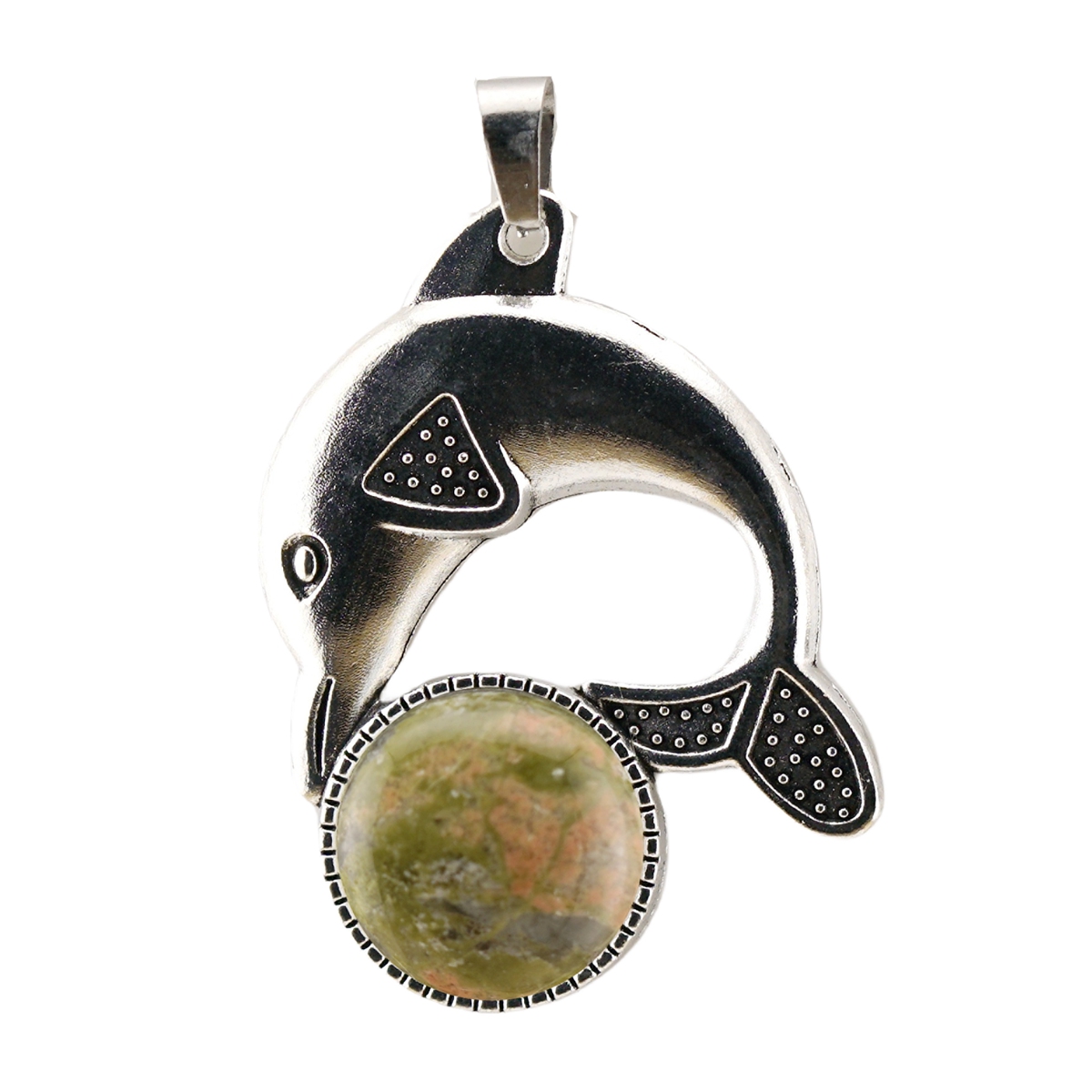 Silver Alloy Dolphin Gemstone Pendant for Jewelry Making Necklace Earrings