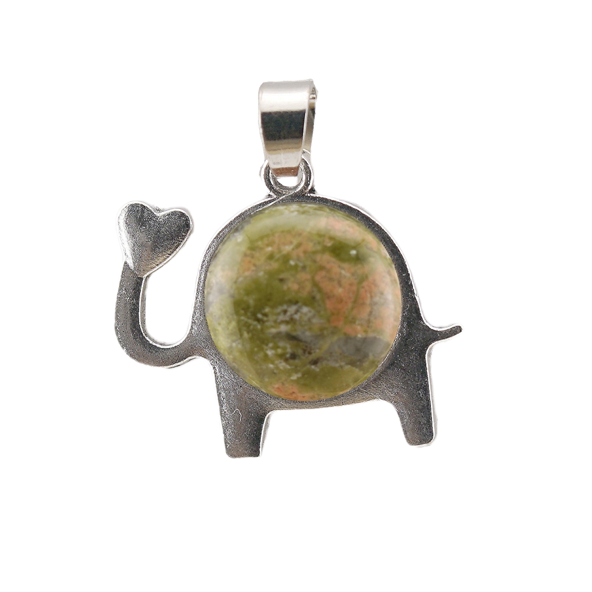 Silver Alloy Elephant Gemstone Pendant for Jewelry Making Necklace Earrings Love Heart 