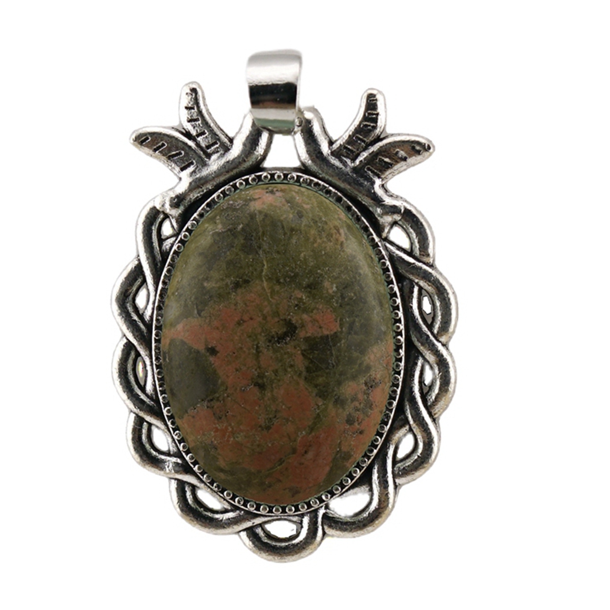 Natural Gemstone Pendant for Making Jewelry with 18x25MM Stone Cabs  Silver Alloy Accessories