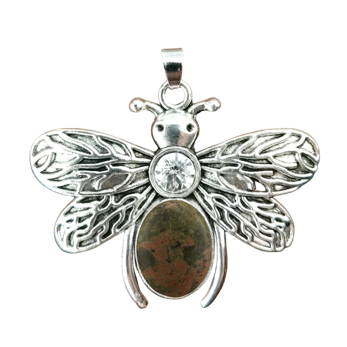 Silver Bee Gemstone Pendant for Making Jewelry 12x16MM Stone Cabs Animal 