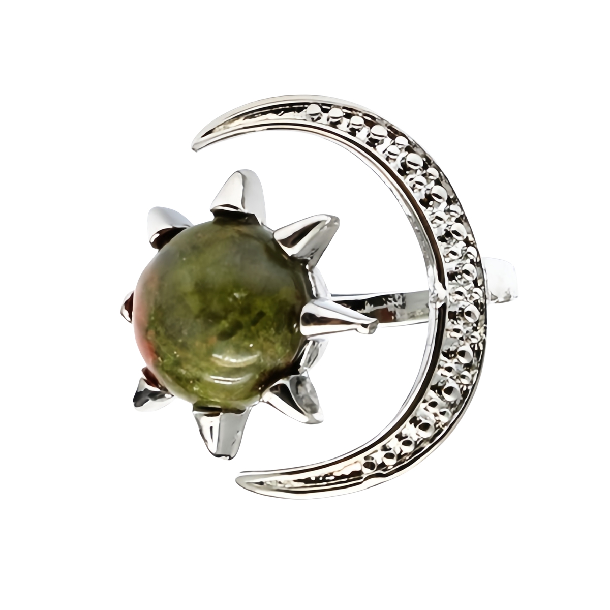 Moon Stone Rings for Women Men Adjustable Healing Crystal Ring Copper Plated White Gold Horse Eye Gemstone  SR0132S