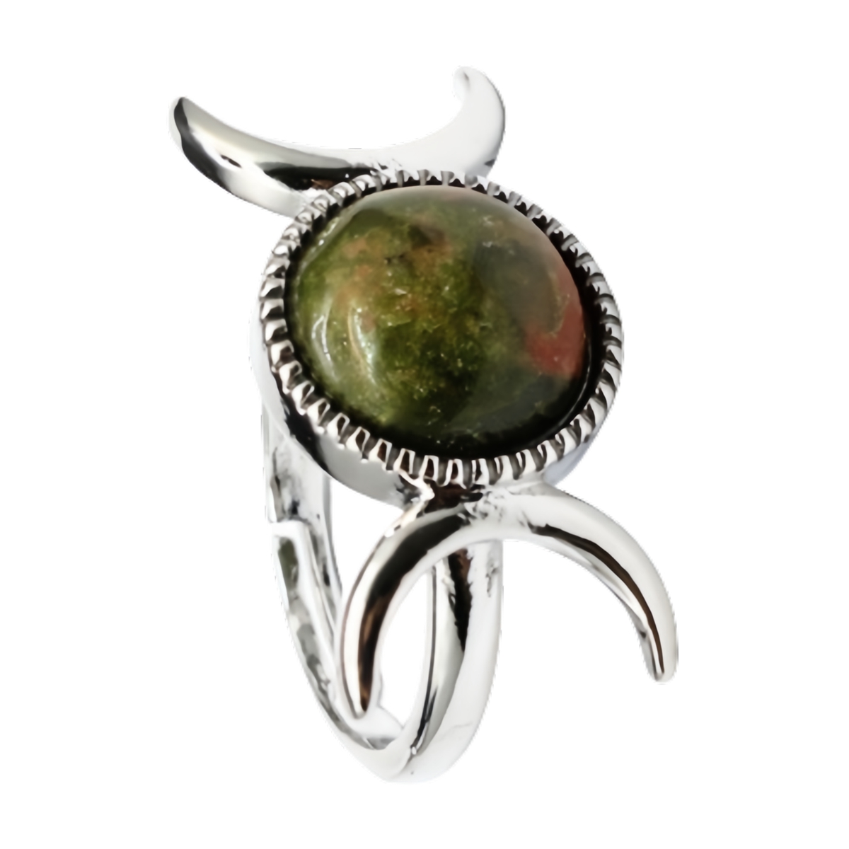 Silver Moon Stone Rings for Women Men Adjustable Healing Crystal Ring Copper Plated White Gold Horse Eye Gemstone  SR0133S