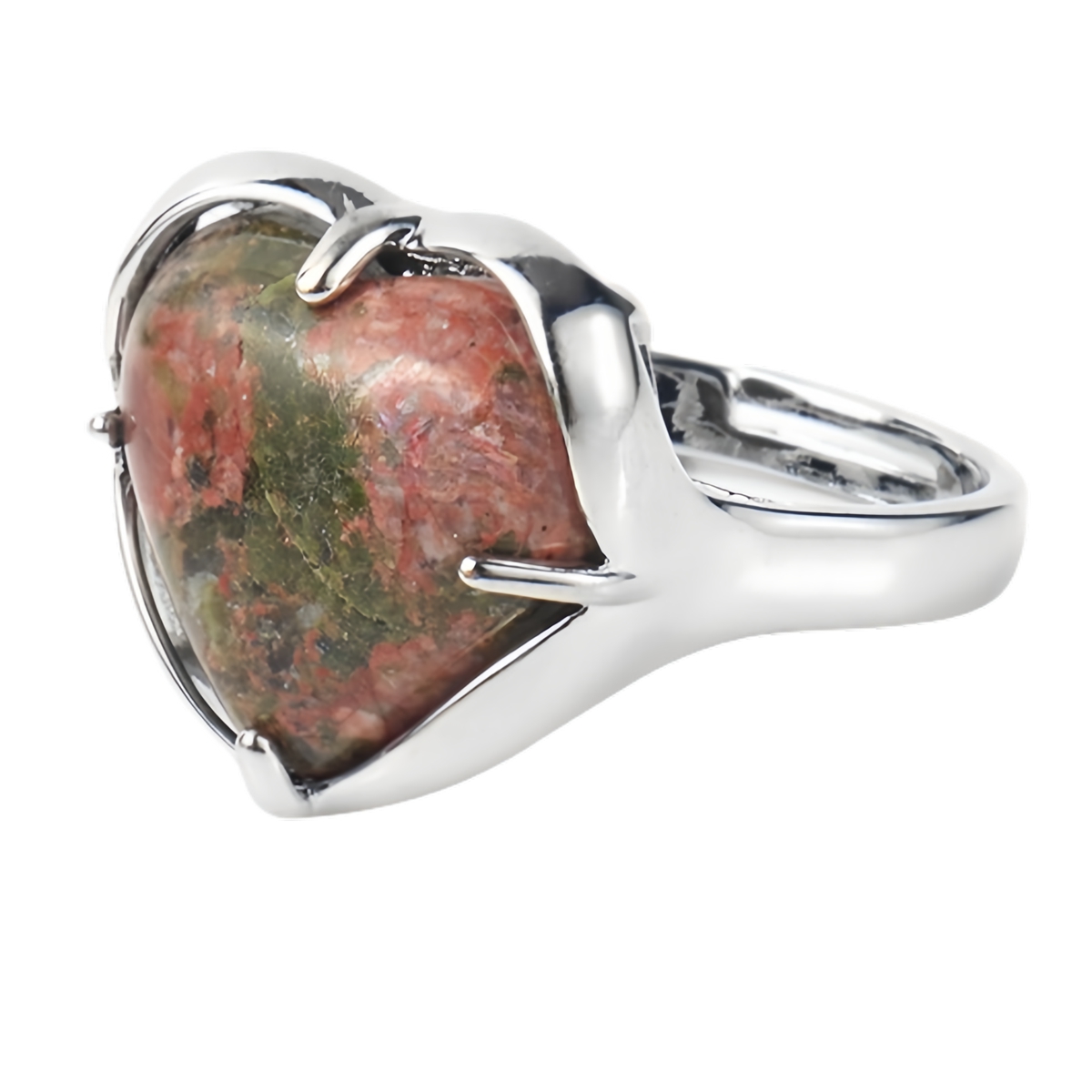 Silver Heart Stone Rings for Women Men Adjustable  SR0141S