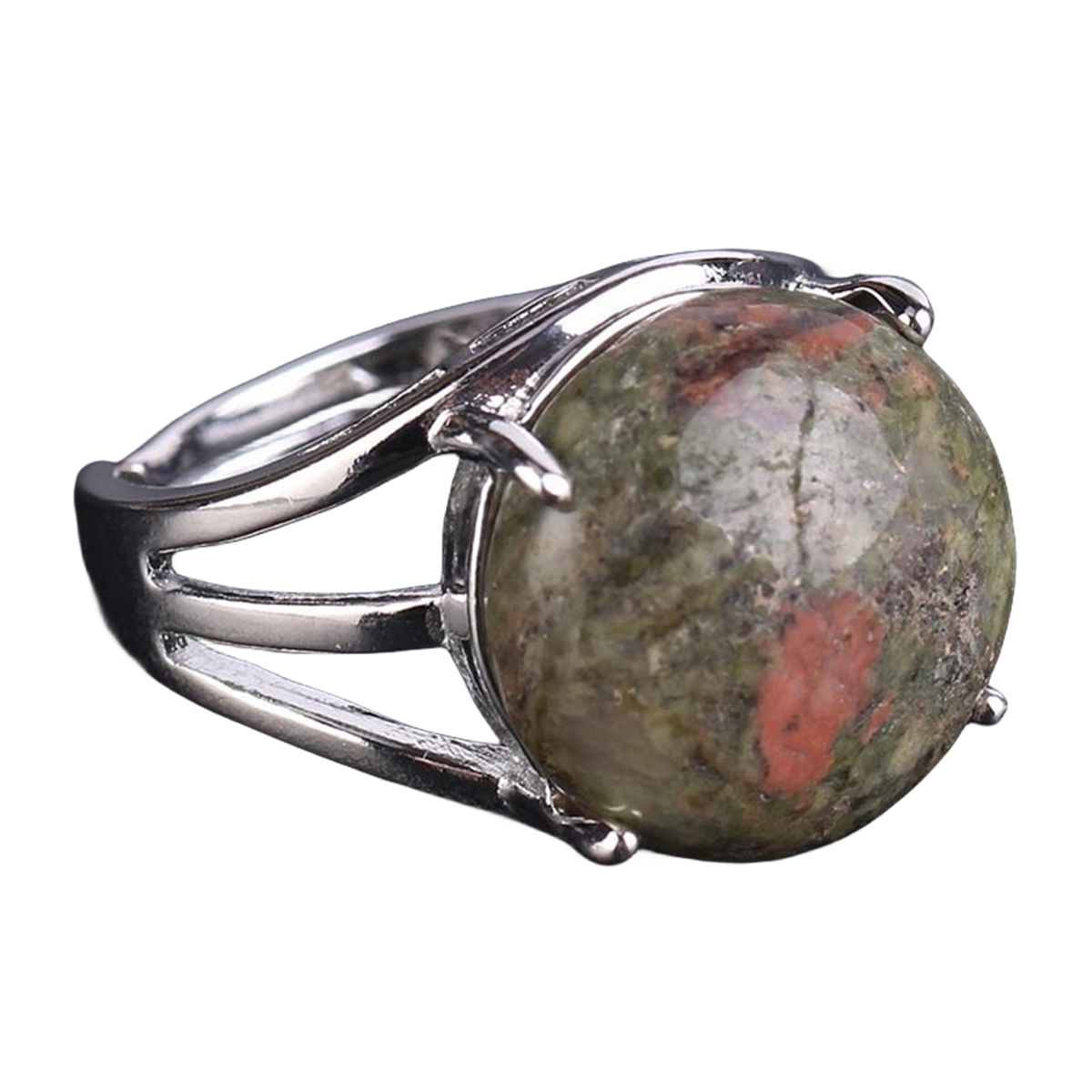 Silver 16MM CAB Stone Rings for Women Men Adjustable SR0152S