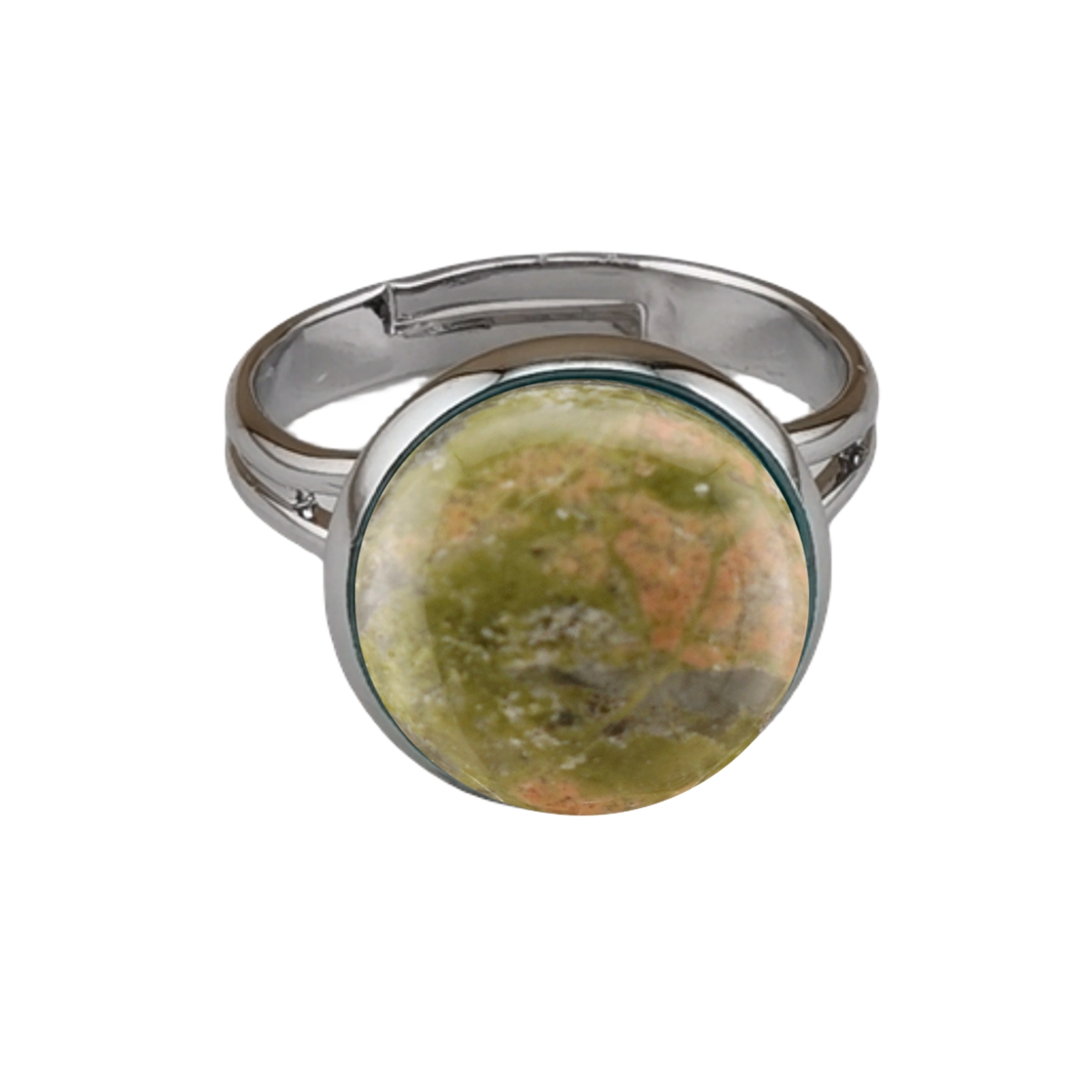 Silver Women 12MM Gemstone Rings Adjustable SR0189S