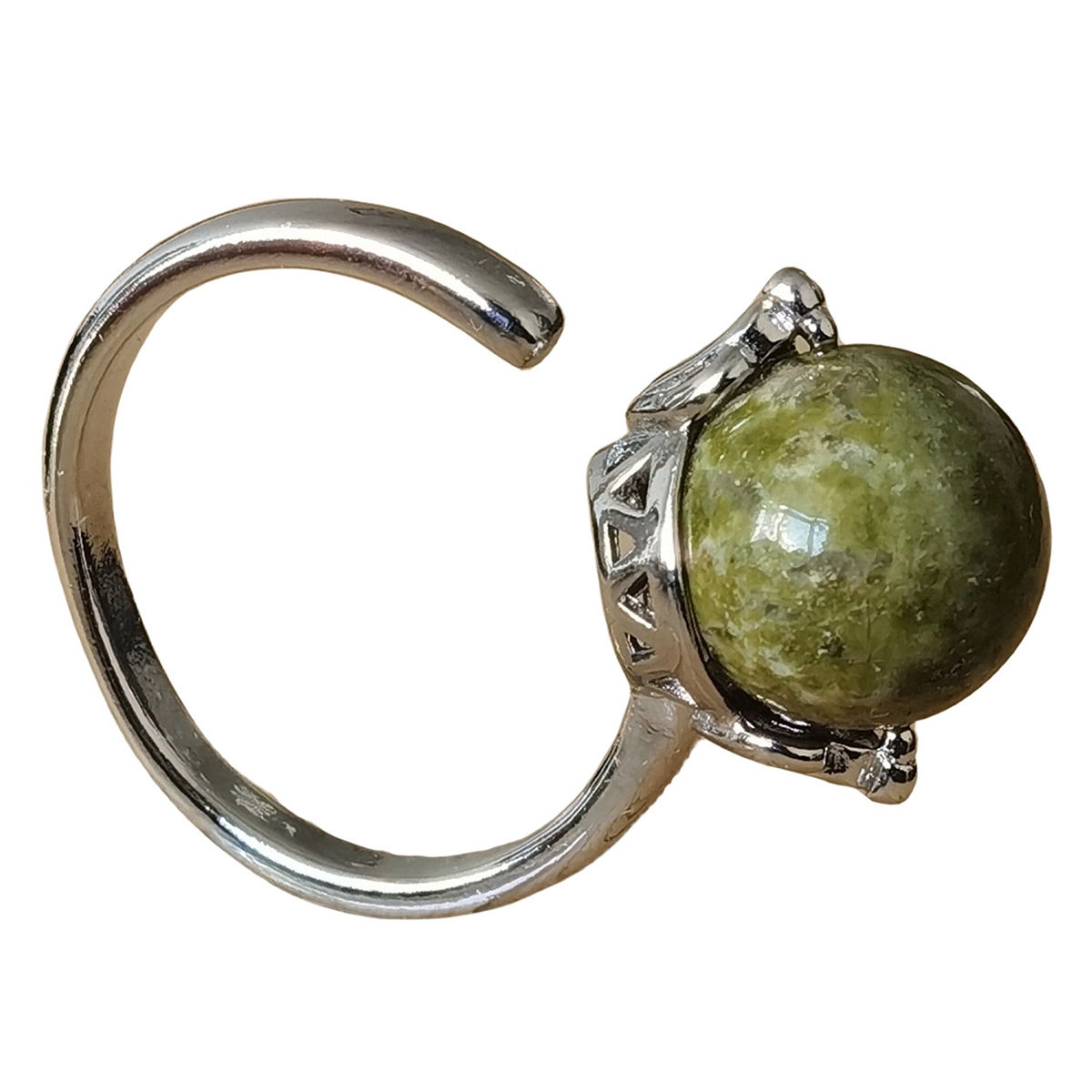 Silver Women 10MM Stone Balls Rings Adjustable SR0190S