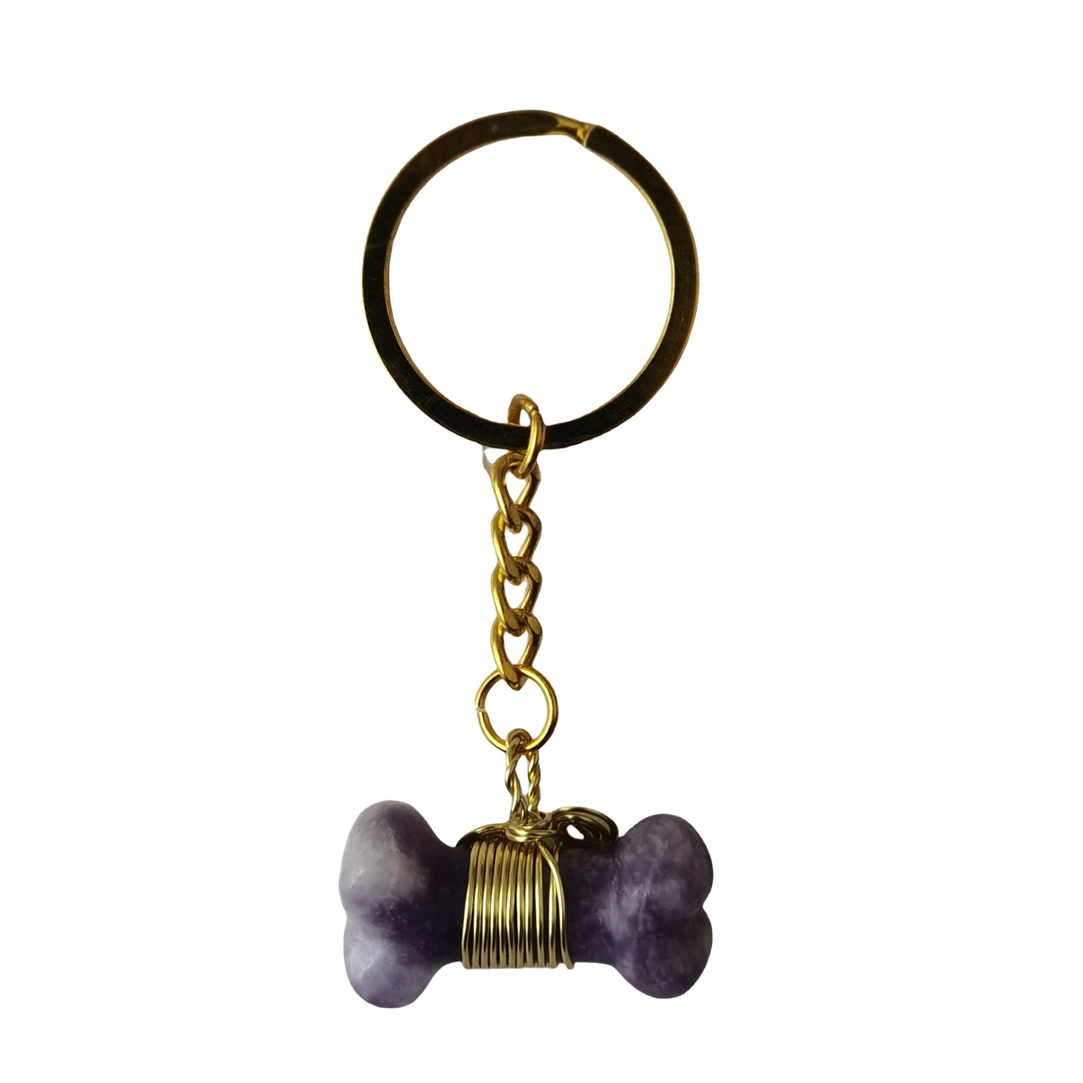 Natural Gemstone Bone Shape Pendant Healing Reiki Gem Keychain Pet Ornaments Balanced Pacification Hand Carving Bone Ornaments Dog Lovers KC1632G