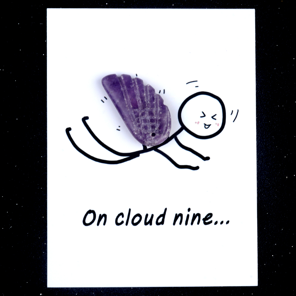 Handmade Craved Gemstone Wing Pendant SP0677-16X30MM Card Packing