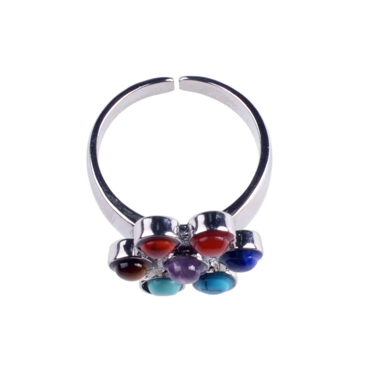 Healing Hollow Stones Adjustable 7 Chakra Ring Reiki Gem Jewelry for Women Me