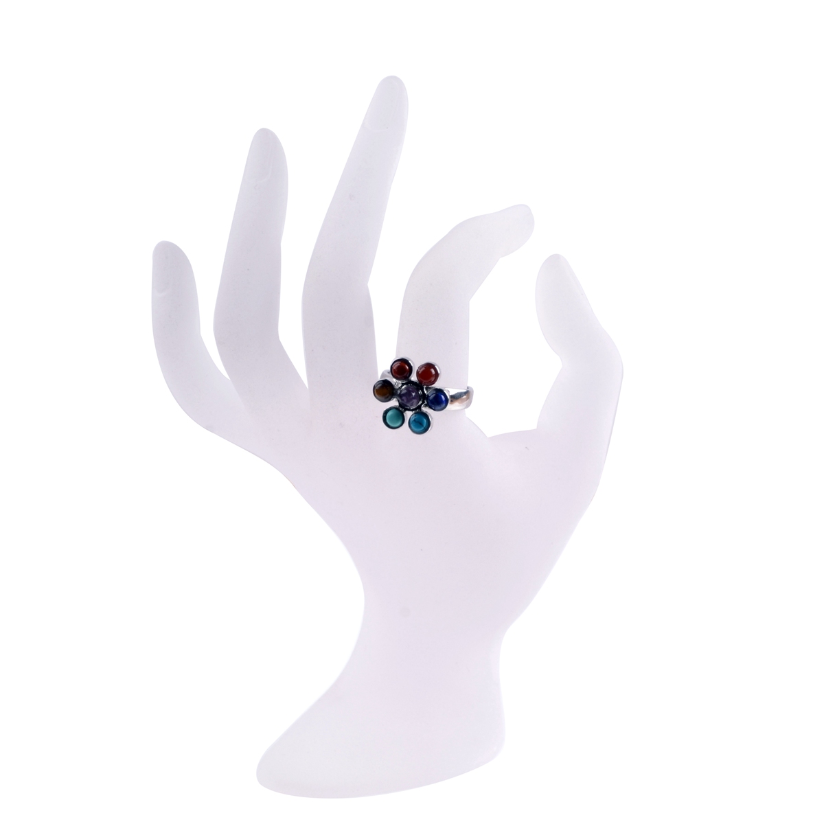 Healing Hollow Stones Adjustable 7 Chakra Ring Reiki Gem Jewelry for Women Me