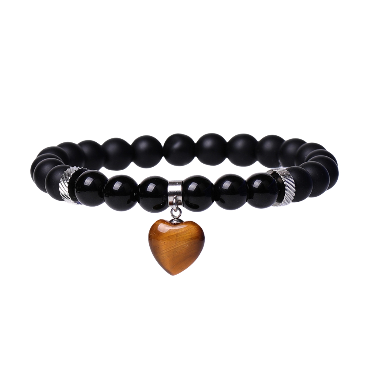 Healing Chakra Heart Stone Bracelet 8mm Beads Stretch Bangle Jewelry for Women SB2040