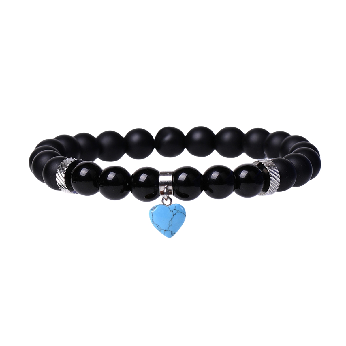 Healing Chakra Heart Stone Bracelet 8mm Beads Stretch Bangle Jewelry for Women SB2040