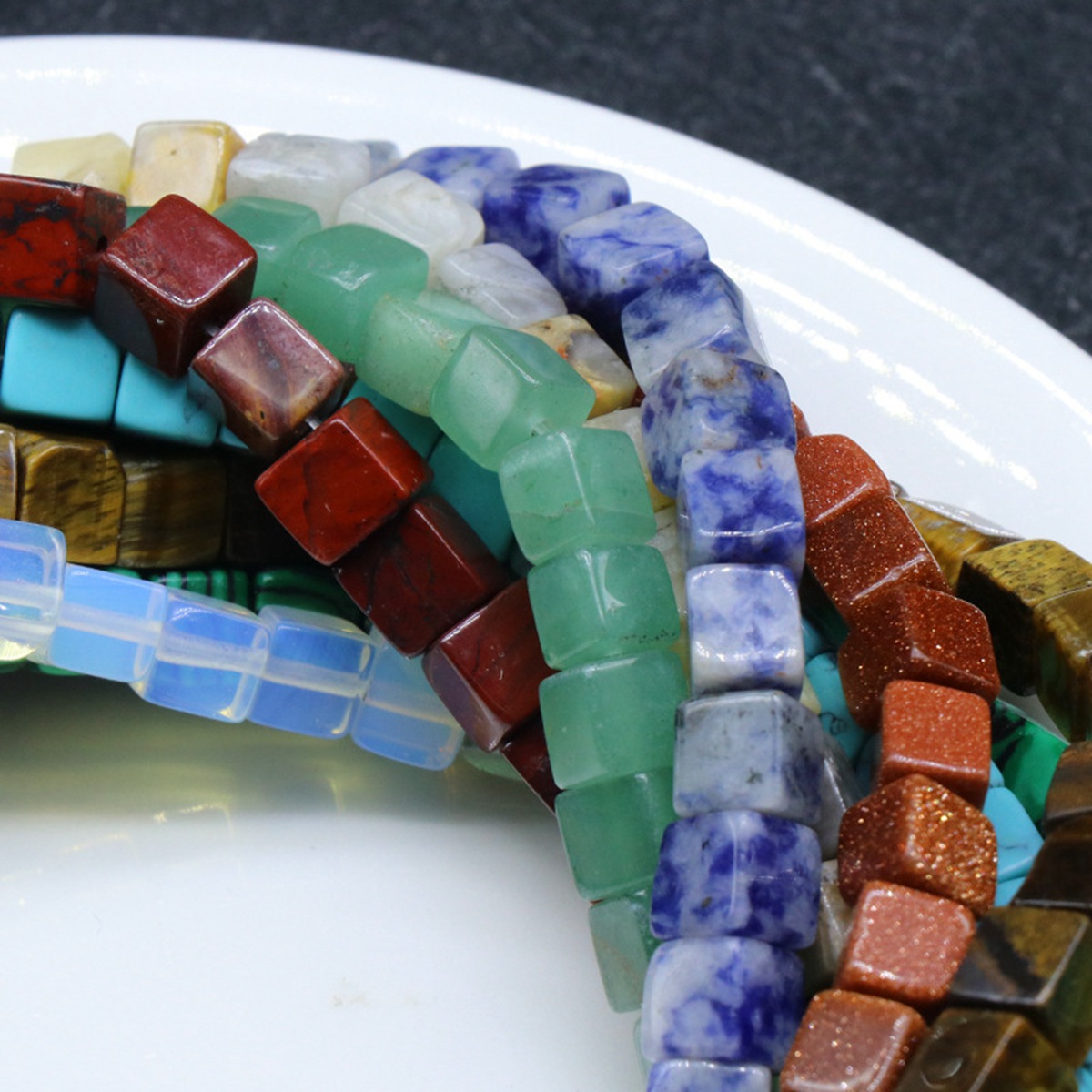 4MM Loose Natural Gemstone Cube Beads for Making Jewelry  (Approx 88PCS/Strand)