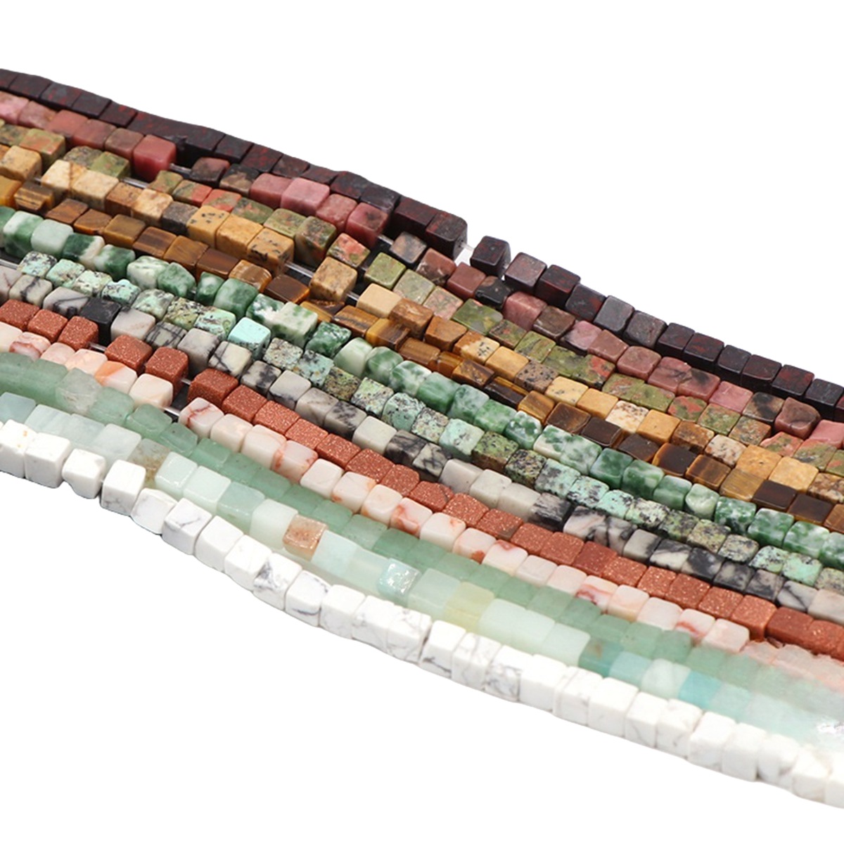 4MM Loose Natural Gemstone Cube Beads for Making Jewelry  (Approx 88PCS/Strand)